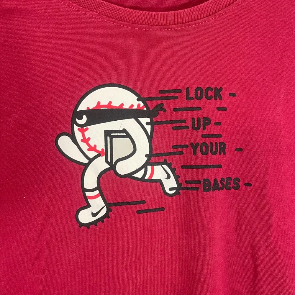 Nike Lock up Your Base Dri-Fit‎ Kids Size XL Baseball Graphic Red T-Shirt